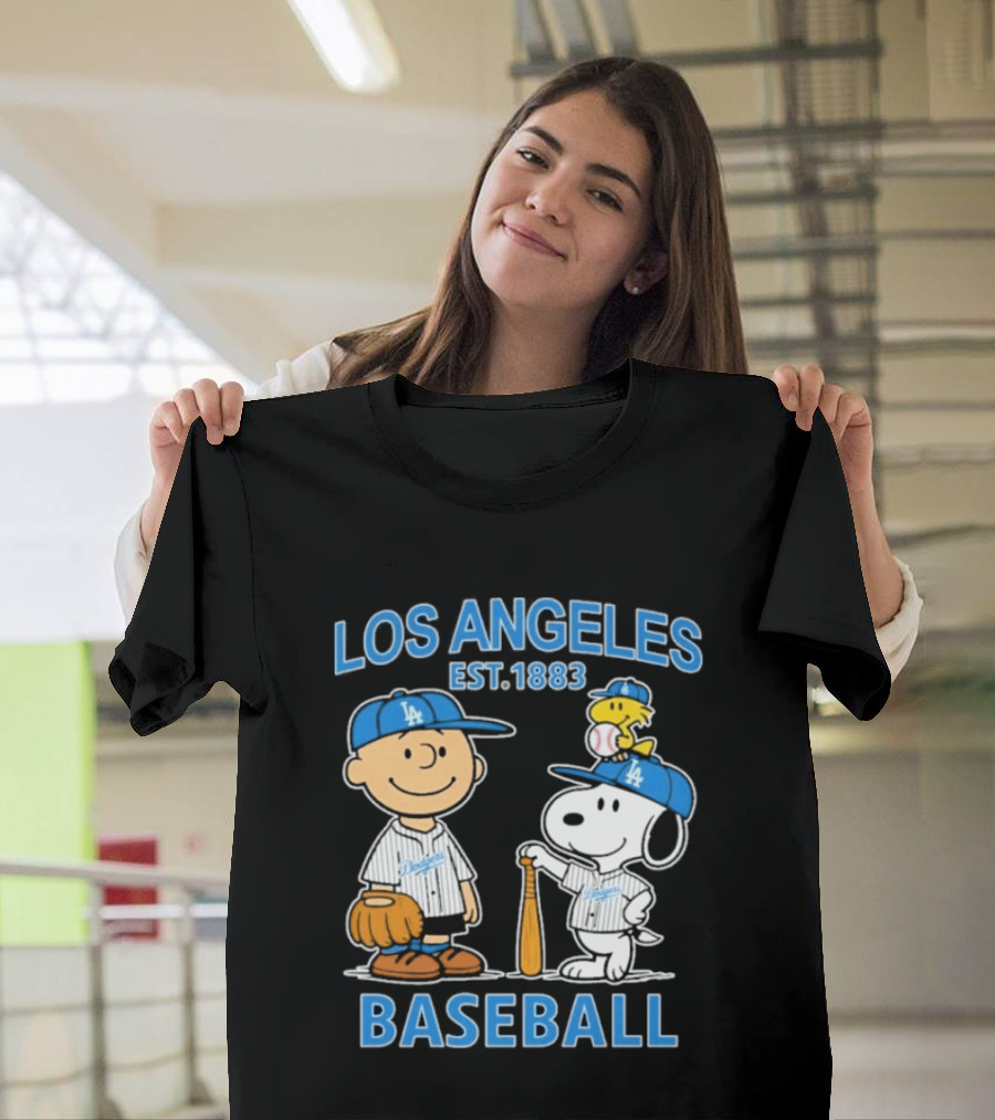 Los Angeles Baseball Est. 1883 Snoopy Woodstock Peanuts Brown T-Shirt