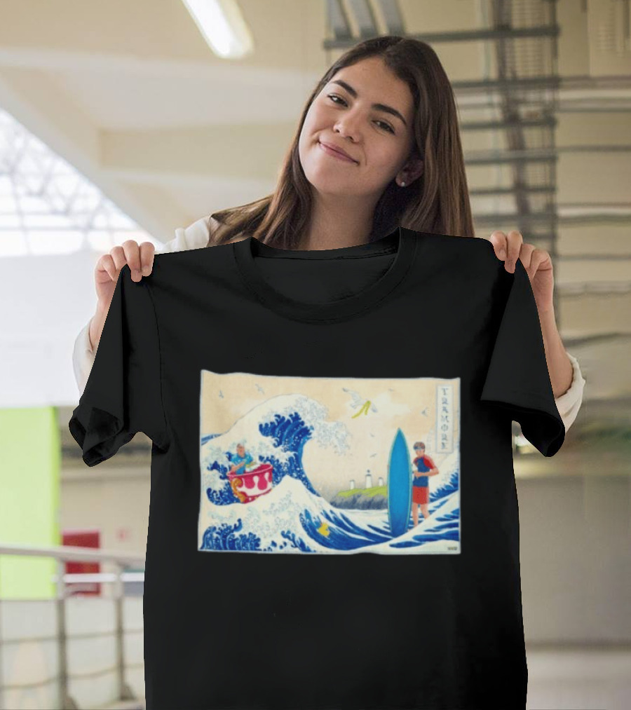 The Great Wave Tramore Surfing Scene Japan Irish Coast Fusion T-Shirt