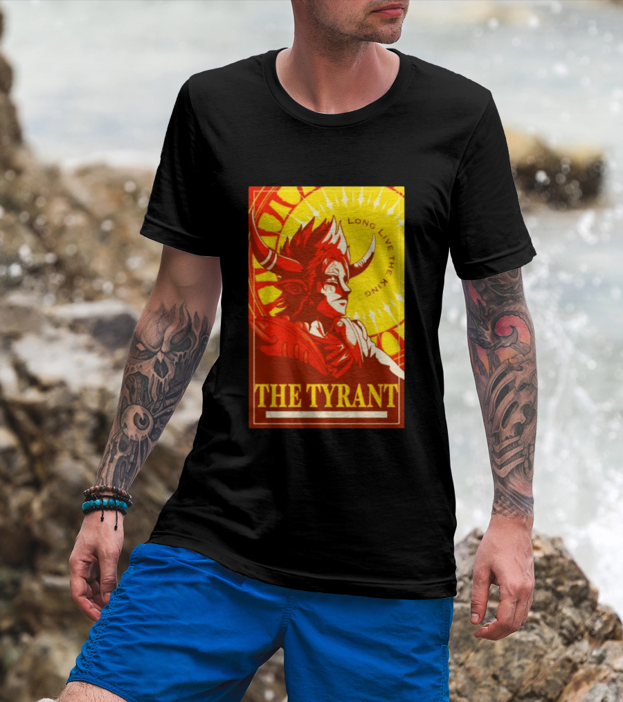The Tyrant Long Live The King Anime Warrior With Horns Royal Sunburst T-Shirt