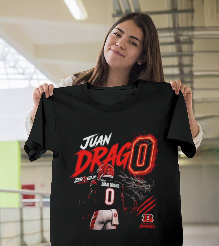 Juan Drago 0 Cincinnati Bengals Dragon Claw Football T-Shirt