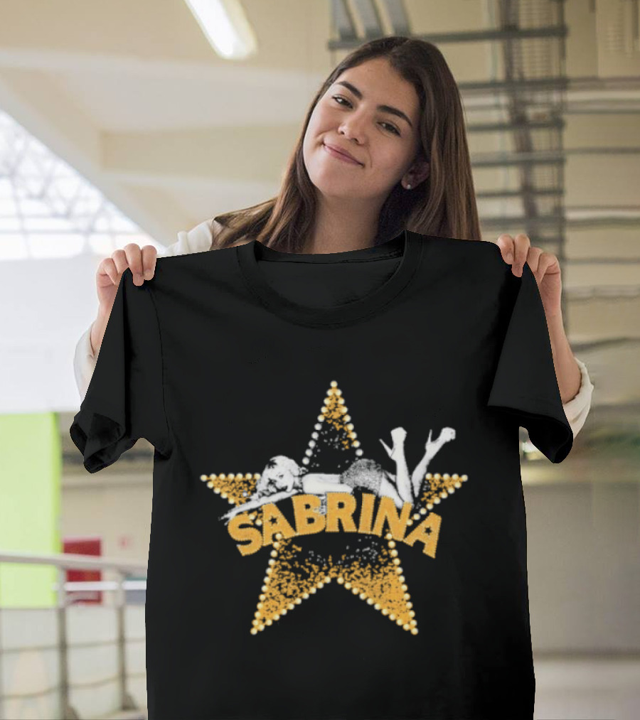Sabrina Yellow Star With White Outline And Figure T-Shirt