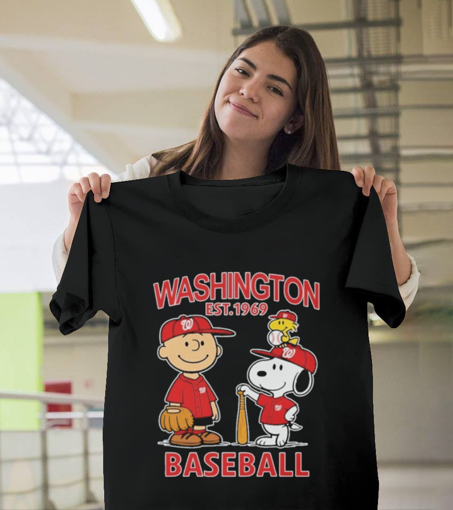 Washington Est. 1969 Snoopy Woodstock Baseball Redcaps T-Shirt