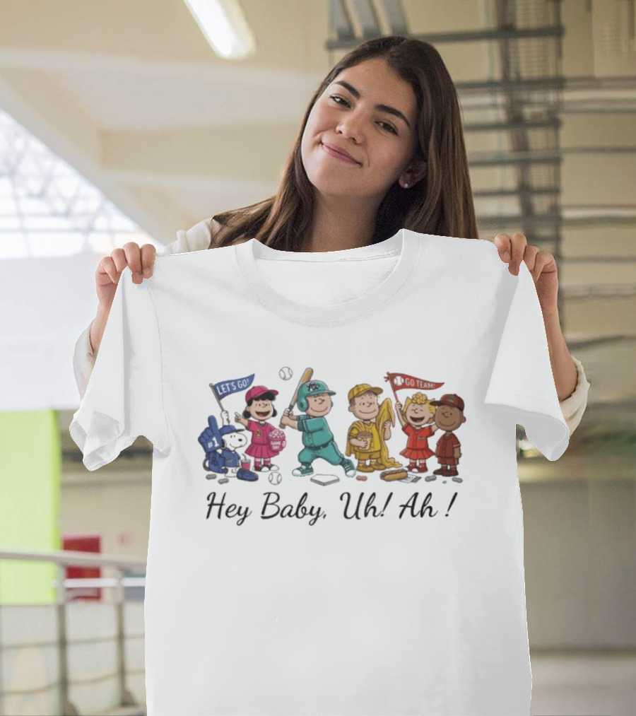 Peanuts Characters Banana Ball Hey Baby Uh Ah Baseball T-Shirt