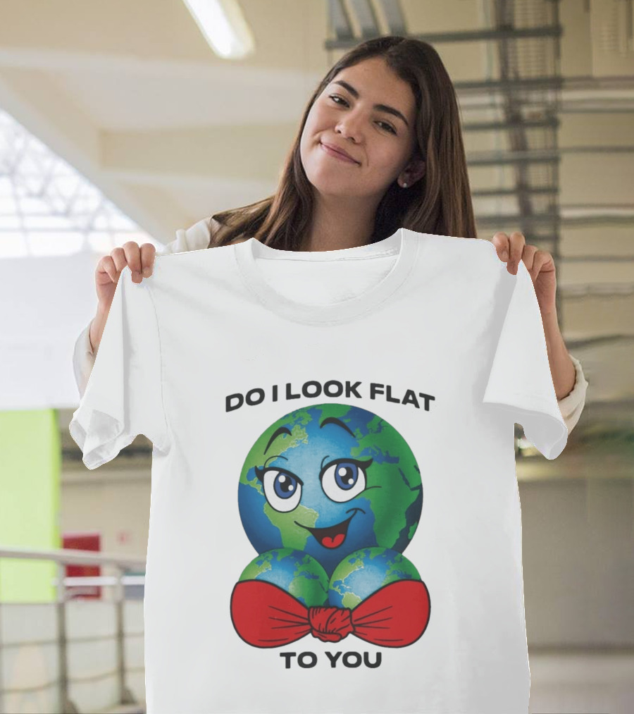 Do I Look Flat To You Earth Cartoon With Red Bowtie T-Shirt