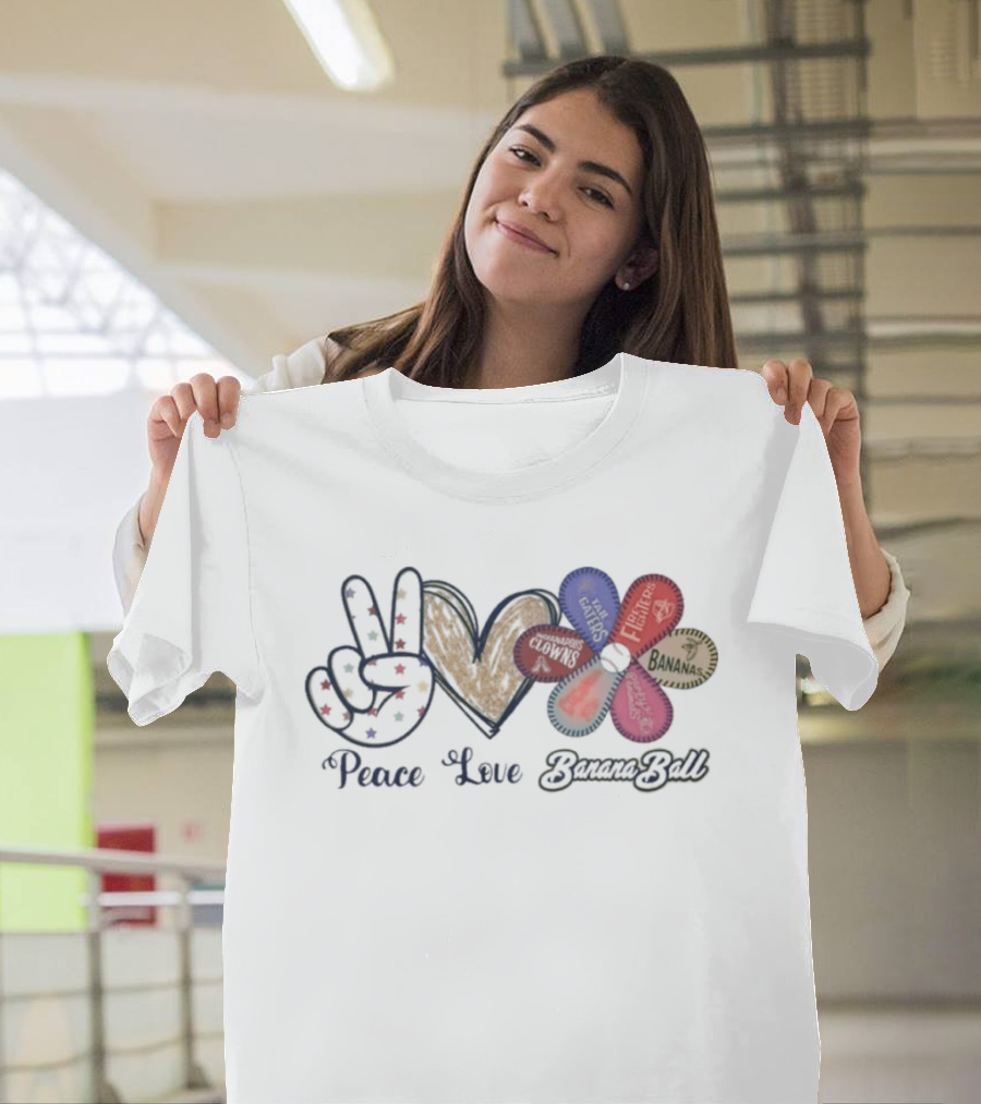 Peace Love Banana Ball 2026 Flower Power T-Shirt