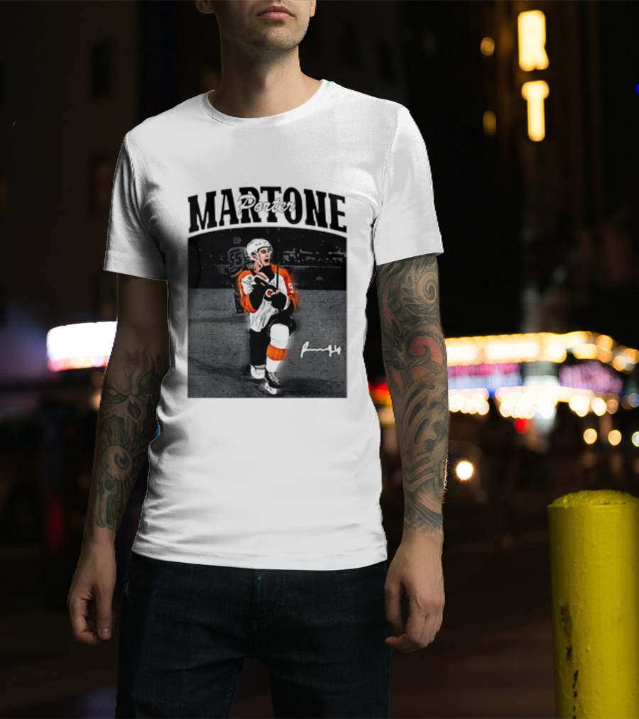 Porter Martone Fly Hockey Celebration With Signature T-Shirt