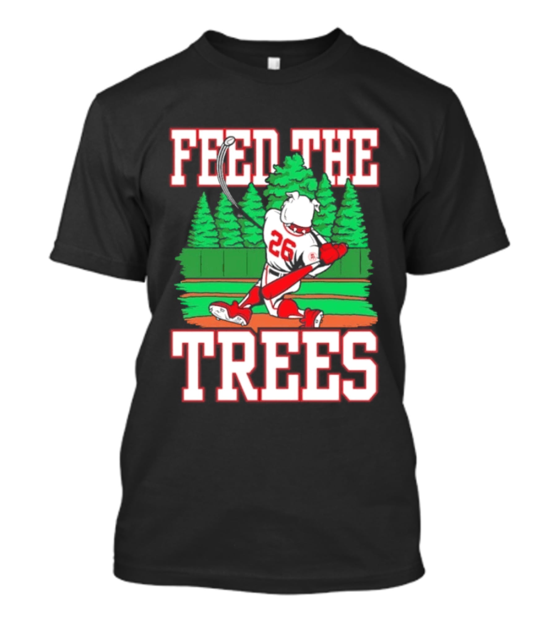 Georgia Bulldogs Feed The Trees Baseball 26 Player Swinging Bat T-Shirt