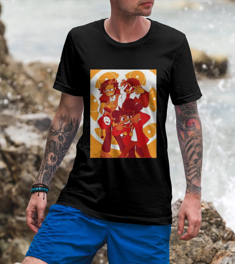 Epilogue Mural Red And White Cartoon Characters With Unique Hairstyles And Outfits T-Shirt