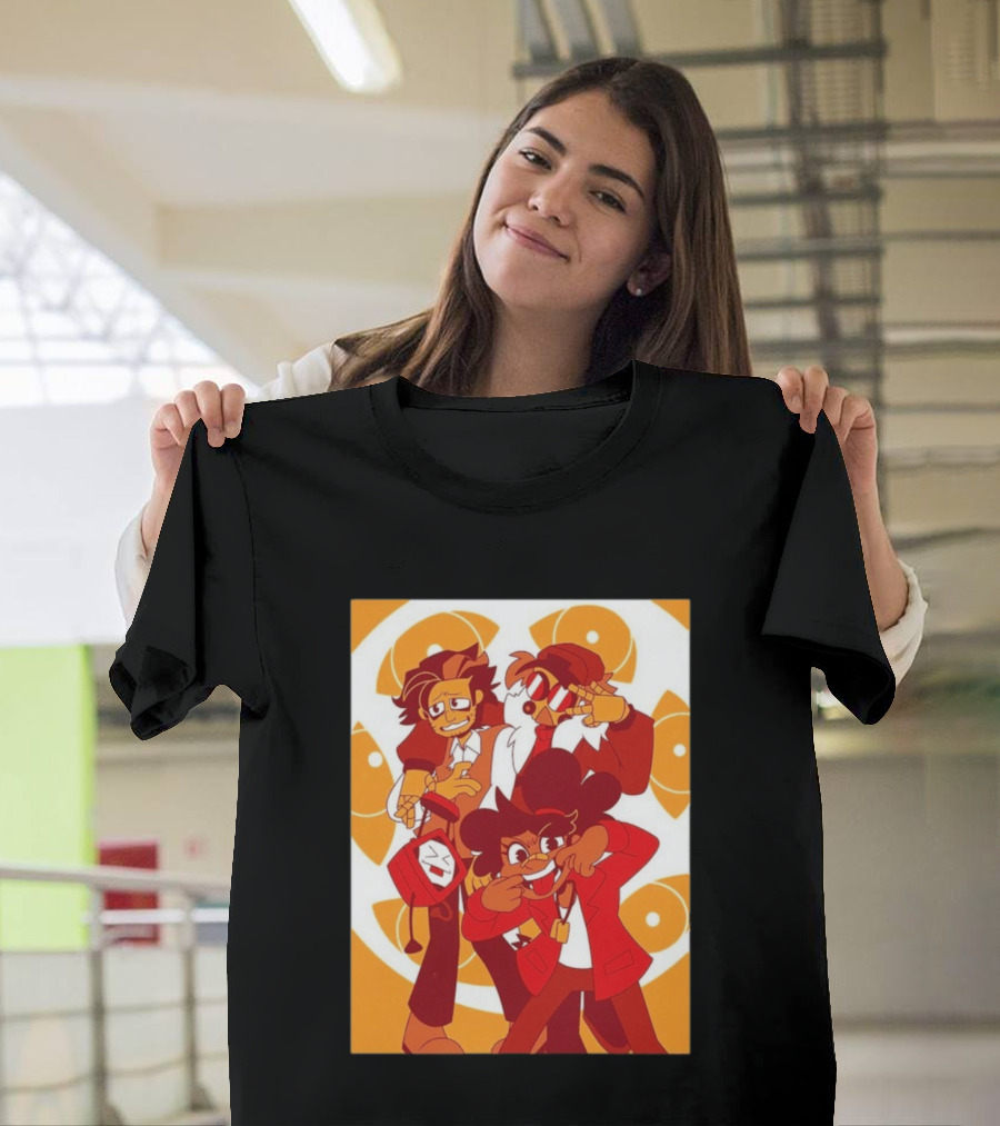 Epilogue Mural Red And White Cartoon Characters With Unique Hairstyles And Outfits T-Shirt