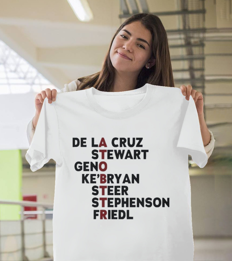 Cincinnati Baseball De La Cruz Stewart Geno Ke'Bryan Steer Stephenson Friedl ATOBTTR Names T-Shirt