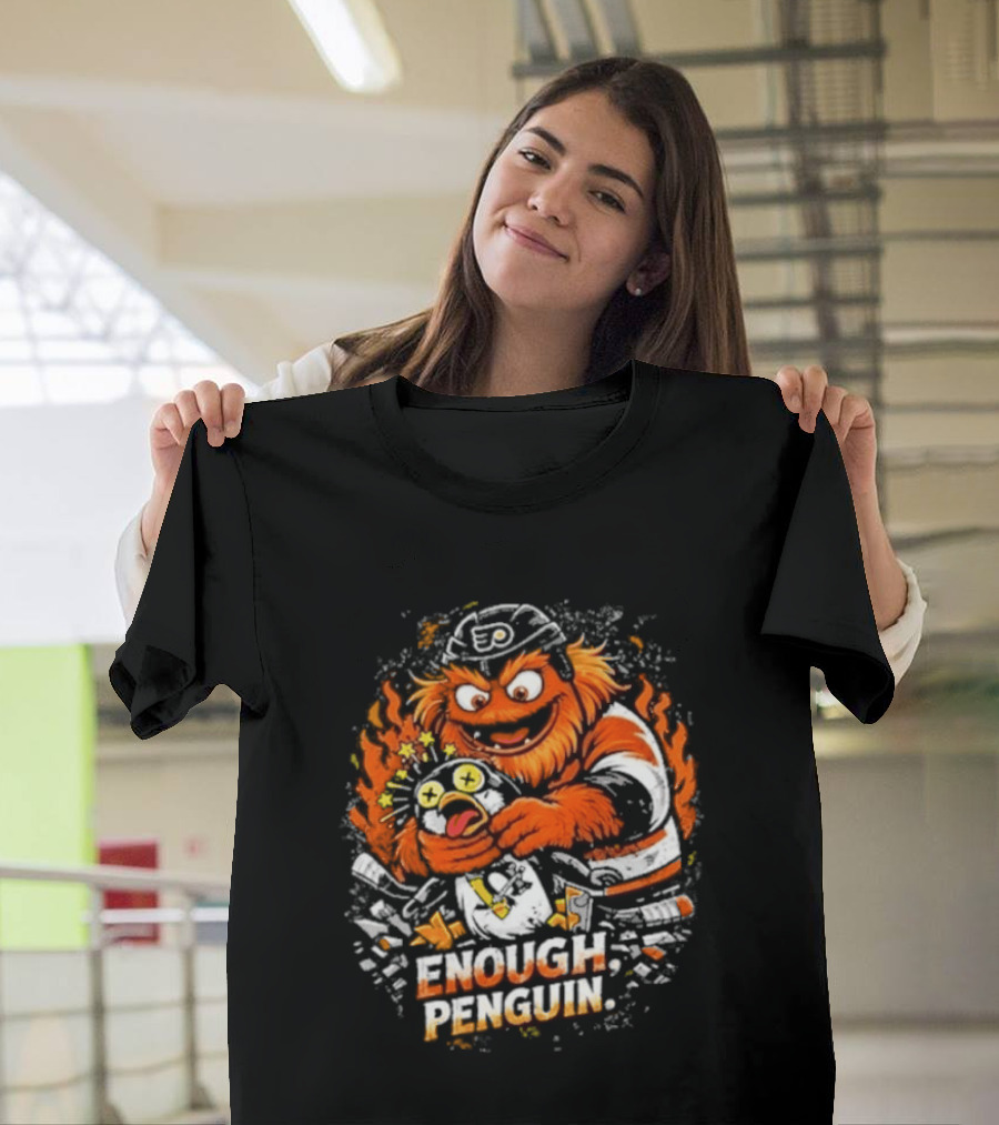 Gritty Enough Penguin Philadelphia Flyers Vs Penguins Retro Comic T-Shirt