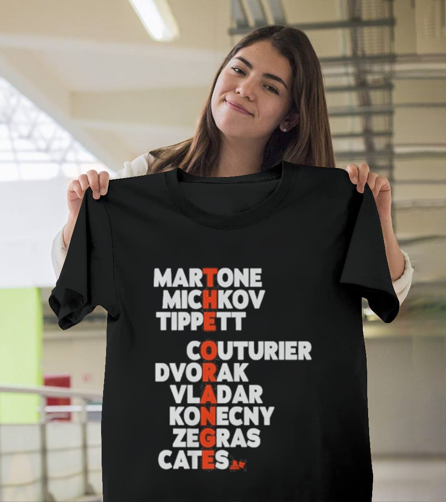 Philadelphia Hockey Martone Michkov Tippett The Orange Names Couturier Dvorak Vladar Konecny Zegras Cates T-Shirt