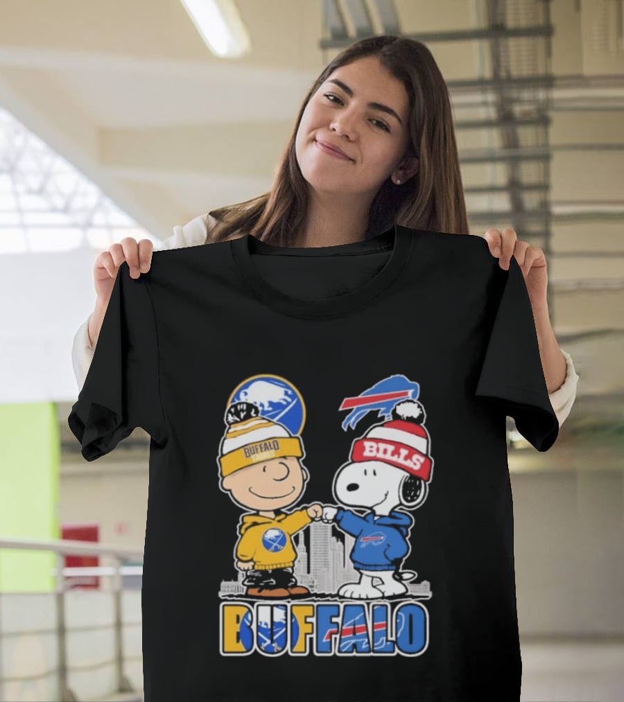 Buffalo Peanuts Fist Bump Sabres Bills Collaboration T-Shirt