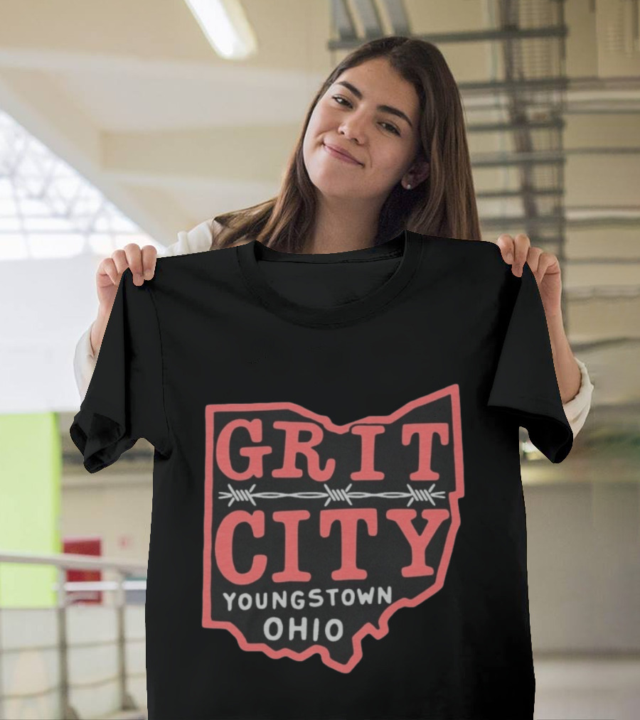 Grit City Youngstown Ohio Barbed Wire State T-Shirt