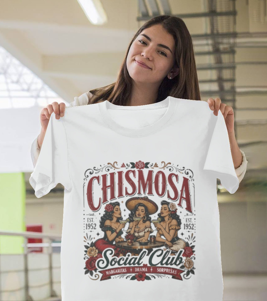 Chismosa Social Club Margaritas Drama Sorpresas Vintage Style 1952 Social Club T-Shirt