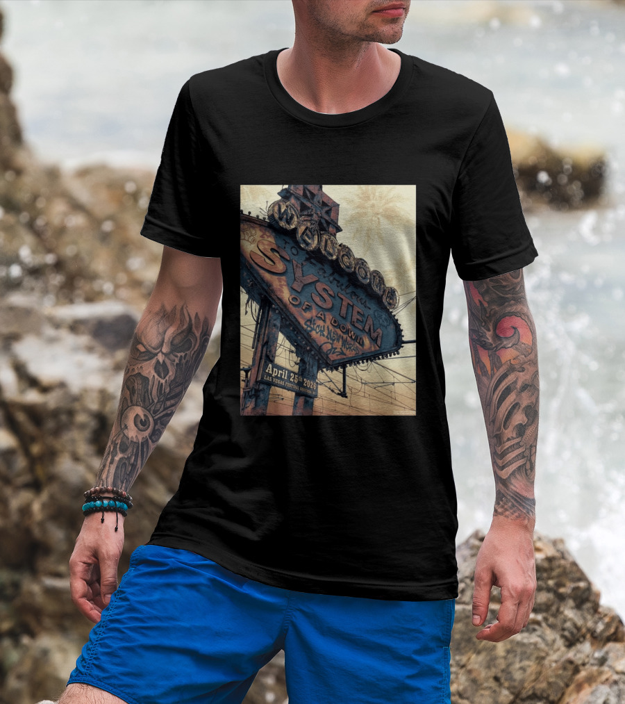 System Of A Down Sick New World April 25 2026 Las Vegas Festival Ground Sign T-Shirt