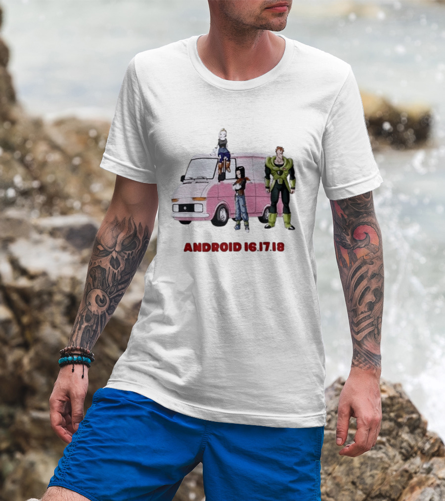 Dragon Ball Z Android 16 17 18 Pink Van Scene T-Shirt