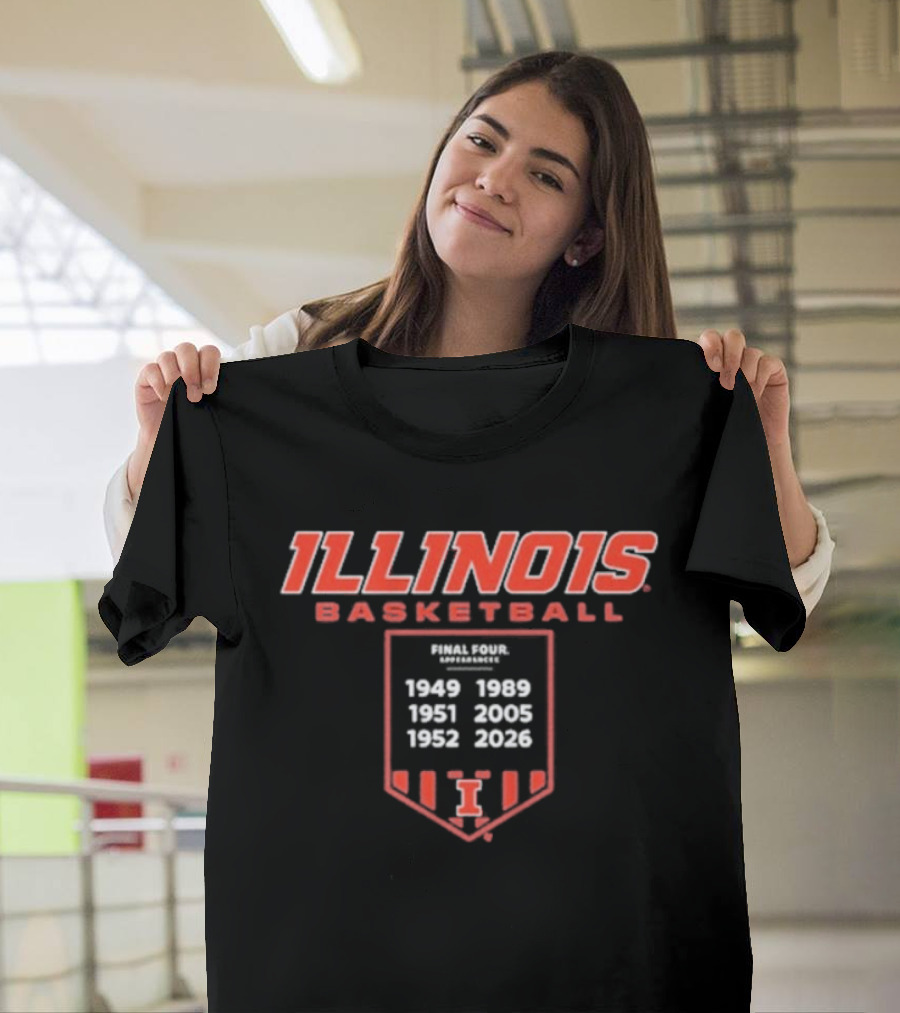 ILLINOIS Basketball Final Four Years Banner 1949 1951 1998 2005 2021 T-Shirt