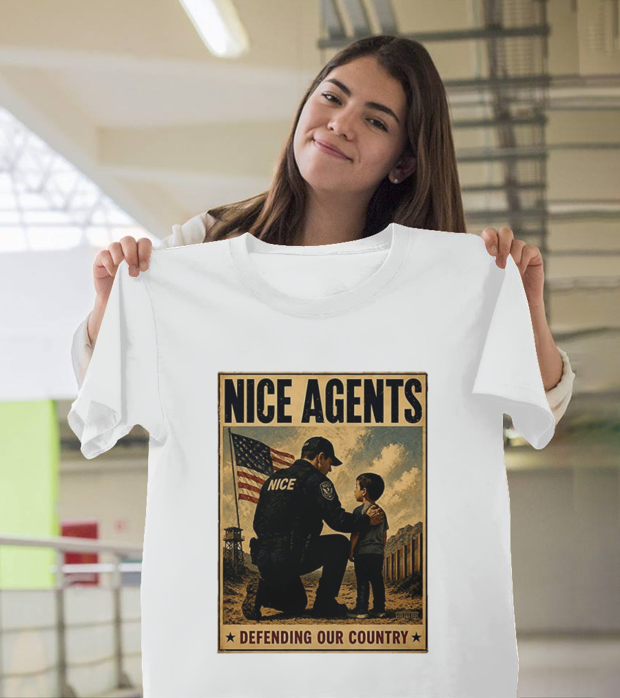 Nice Agents Defending Our Country Flag Patch Officer And Child T-Shirt