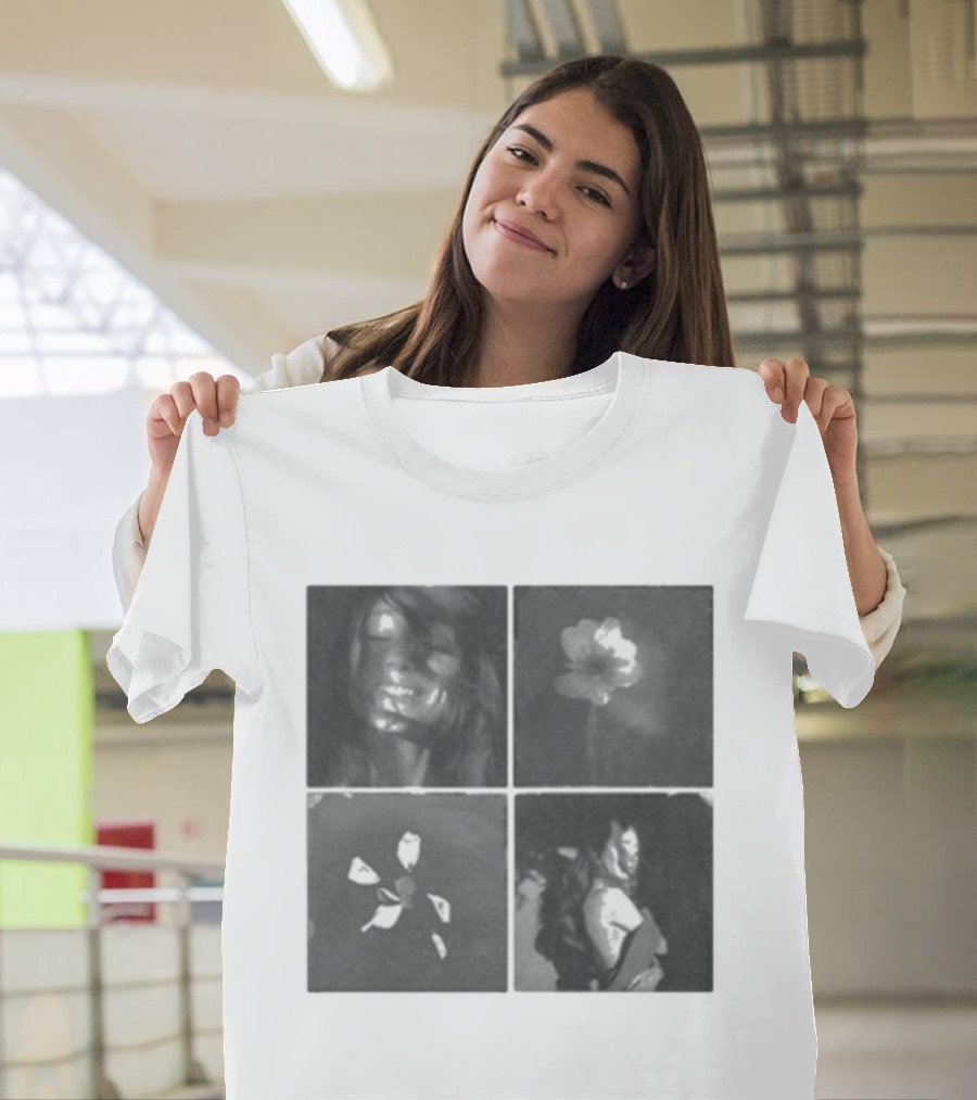 Ariana Grande Reflective Floral Portraits Petal Tile Photo T-Shirt