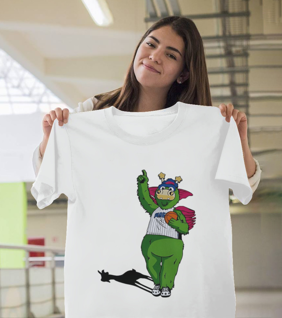 Orlando Magic Stuff Mascot In NBA Jersey Holding Basketball T-Shirt