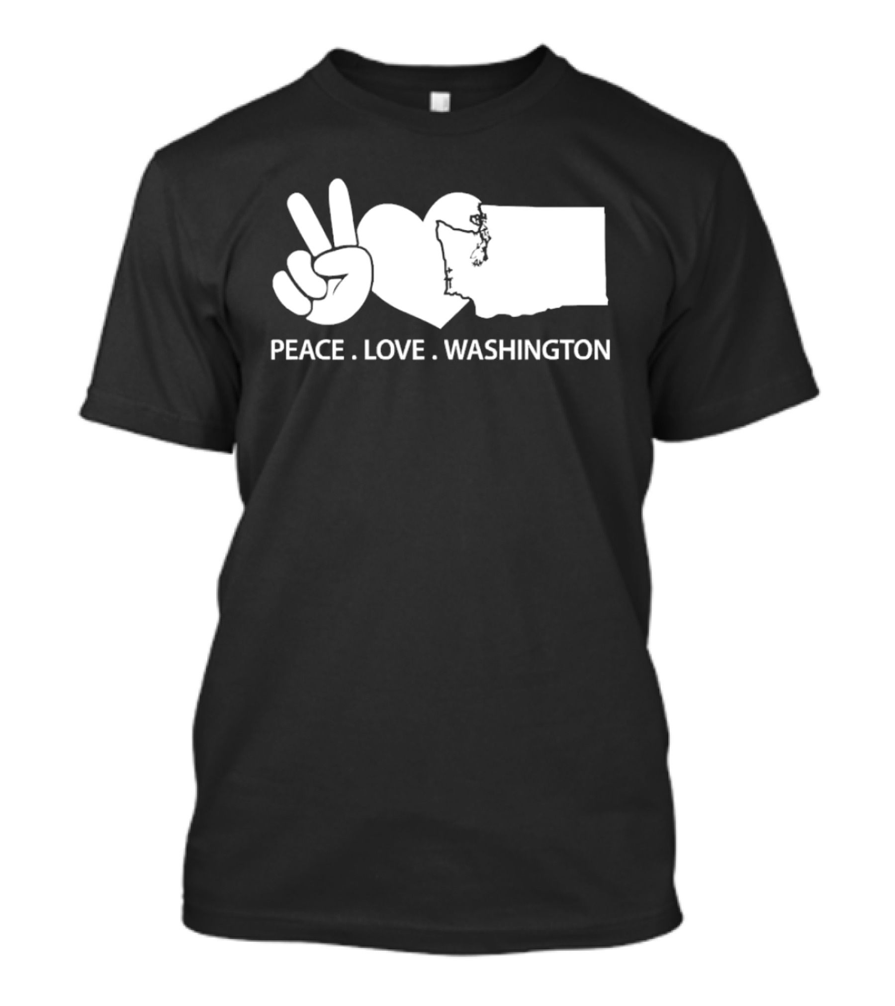 Peace Love Washington State Map Hand Gesture T-Shirt