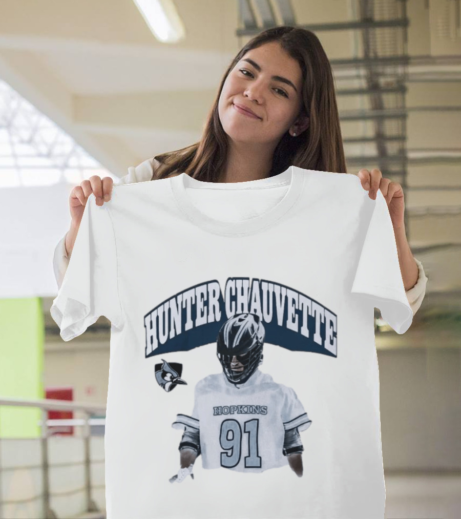 Hopkins Blue Jays Hunter Chauvette 91 Jersey T-Shirt