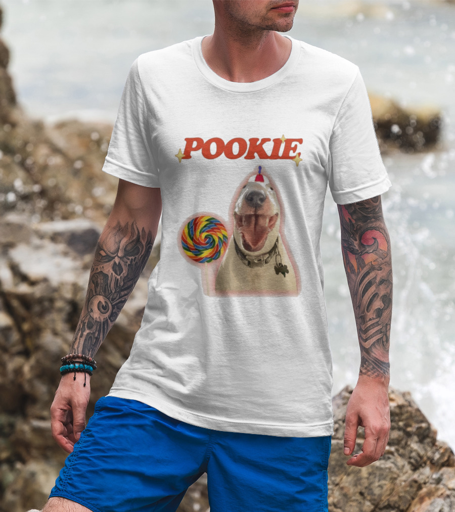 MisterMainer Pookie Bull Terrier Dog With Lollipop T-Shirt