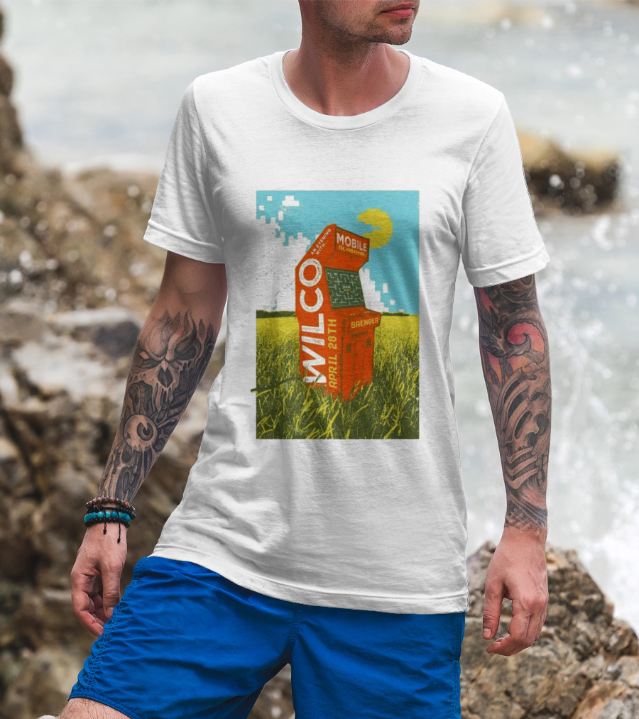 Wilco Saenger Mobile Alabama April 28th Arcade Retro Concert T-Shirt