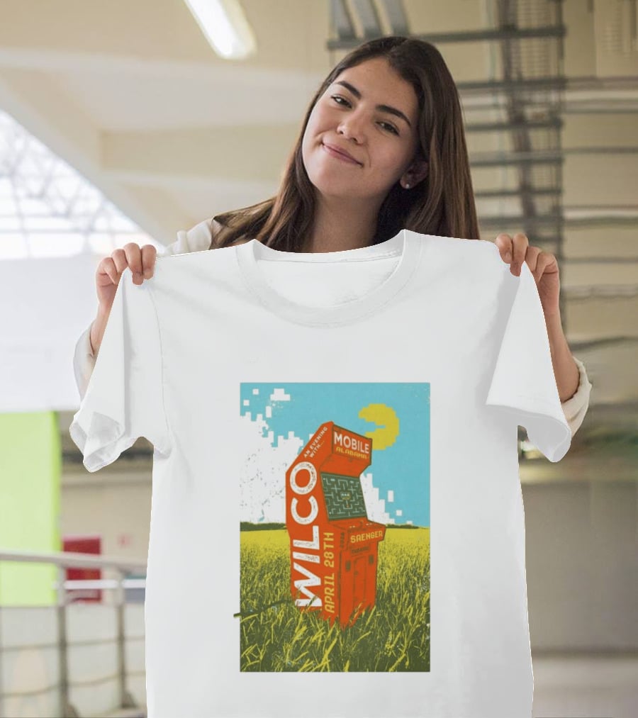 Wilco Saenger Mobile Alabama April 28th Arcade Retro Concert T-Shirt