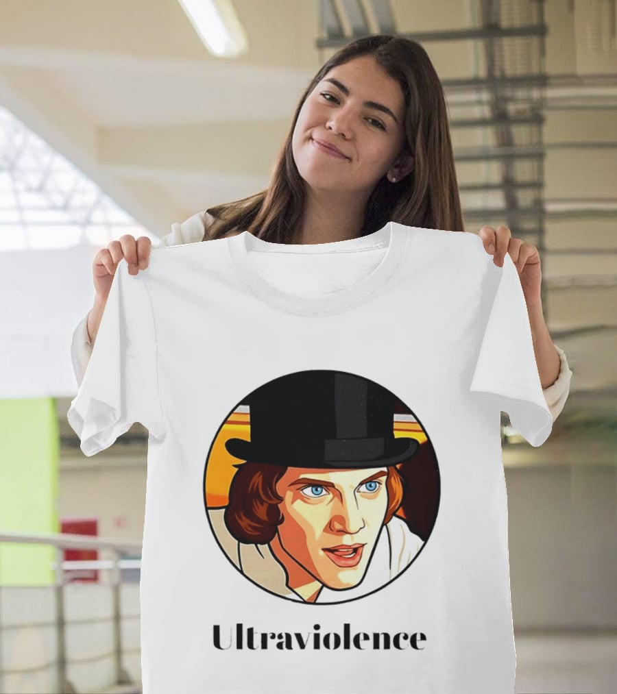 Alex DeLarge Ultraviolence Portrait Work Orange T-Shirt