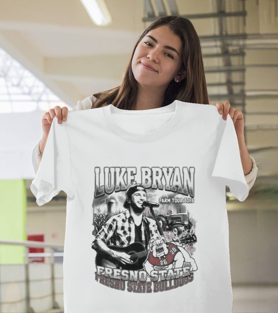 Luke Bryan Farm Tour 2026 Clovis California May 15 Fresno State Bulldogs NCAA T-Shirt