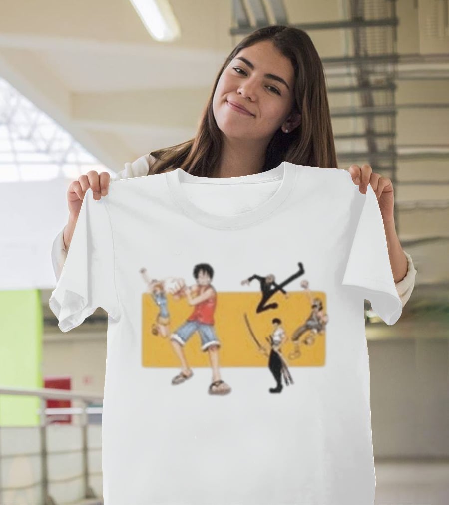 One Piece Classic Anime Characters In Action Pose T-Shirt