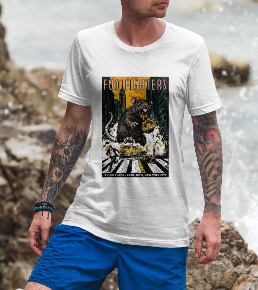 Foo Fighters NYC Irving Plaza April 30 2026 Giant Pizza Rat T-Shirt