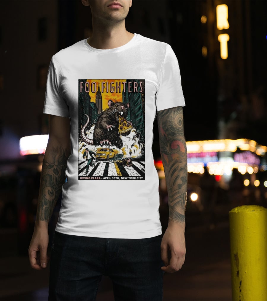 Foo Fighters NYC Irving Plaza April 30 2026 Giant Pizza Rat T-Shirt