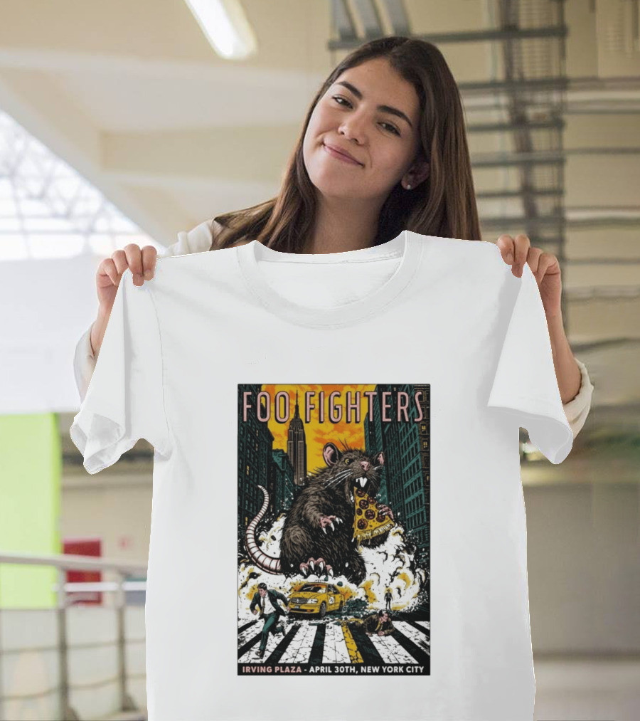 Foo Fighters NYC Irving Plaza April 30 2026 Giant Pizza Rat T-Shirt