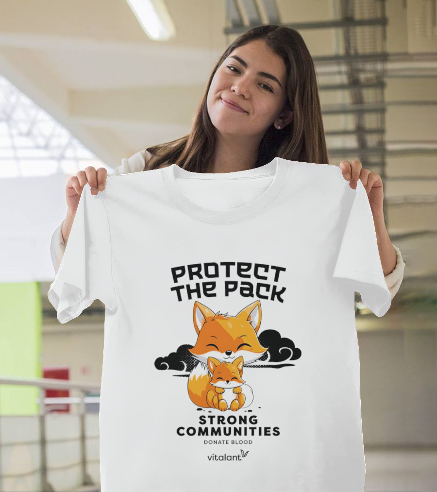 Protect The Pack Strong Communities Donate Blood Vitalant Fox Family T-Shirt