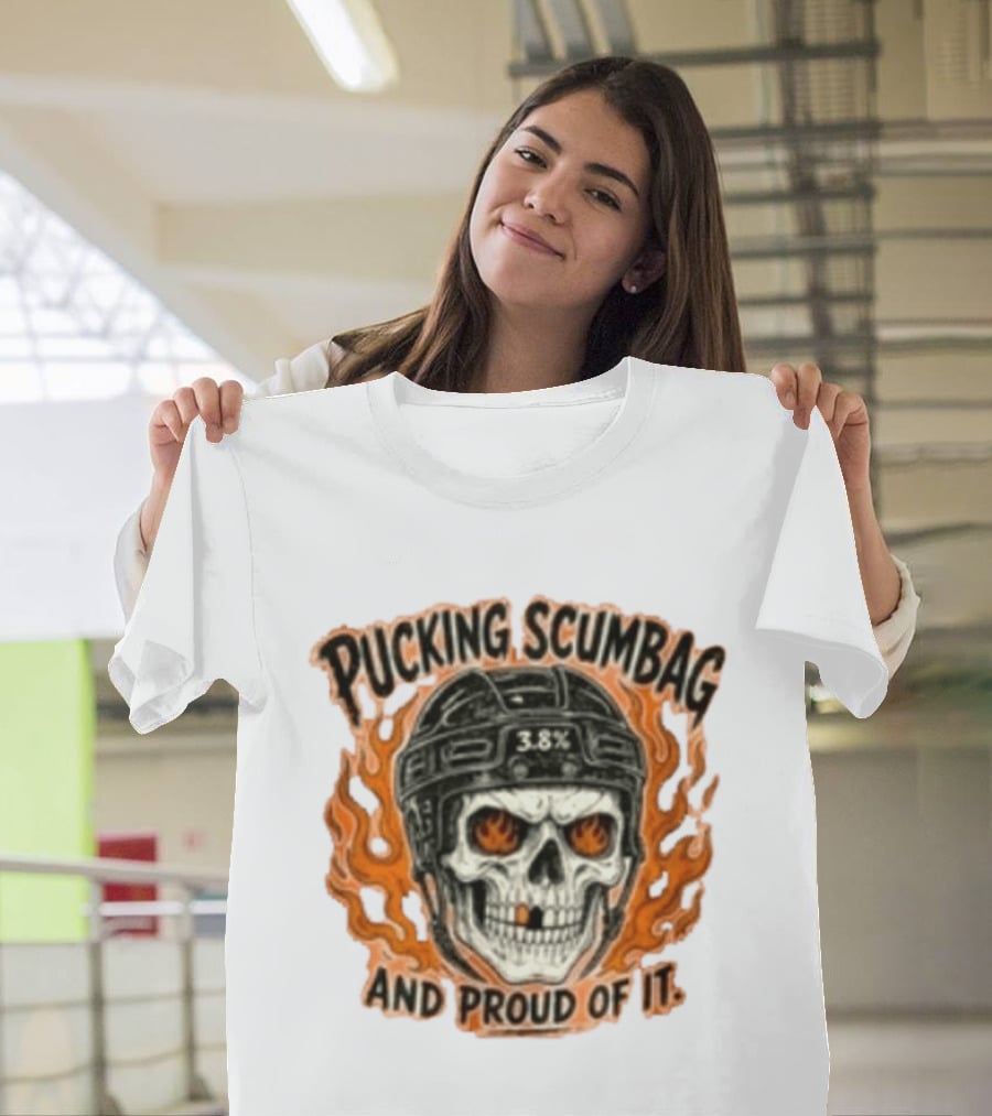 Pucking Scumbag Skull Helmet Flames Proud 38% T-Shirt