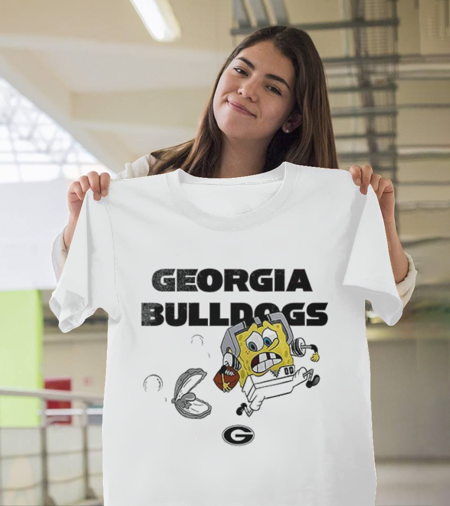 Georgia Bulldogs SquarePants Running October Baseball Fly The W T-Shirt