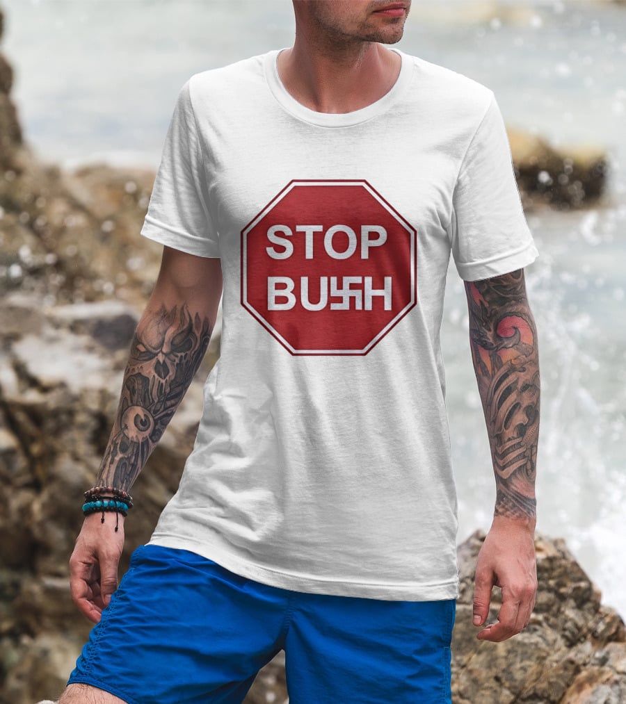 STOP BUSH Swastika Sign Octagon T-Shirt