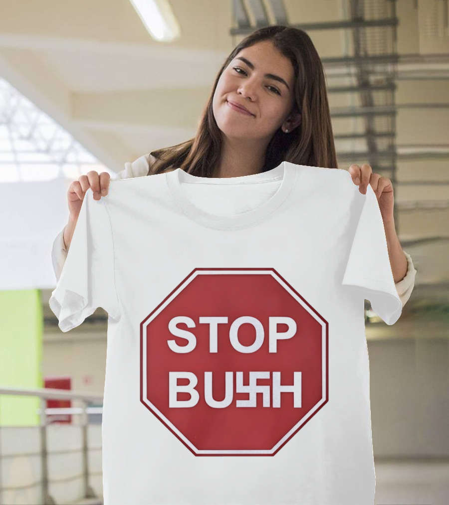 STOP BUSH Swastika Sign Octagon T-Shirt