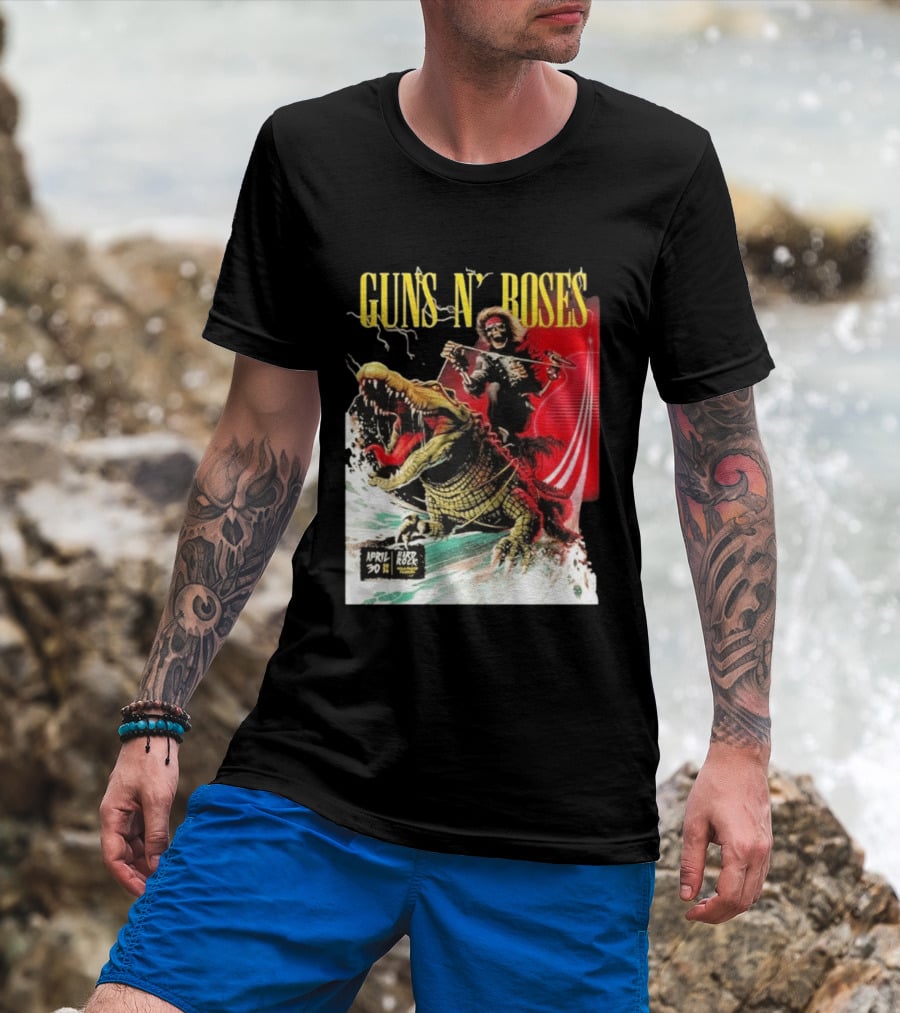 Guns N' Roses F1 Miami Grand Prix Florida 2026 Skeleton Rides Crocodile Hard Rock Live April 30 T-Shirt