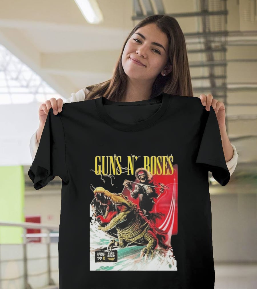 Guns N' Roses F1 Miami Grand Prix Florida 2026 Skeleton Rides Crocodile Hard Rock Live April 30 T-Shirt
