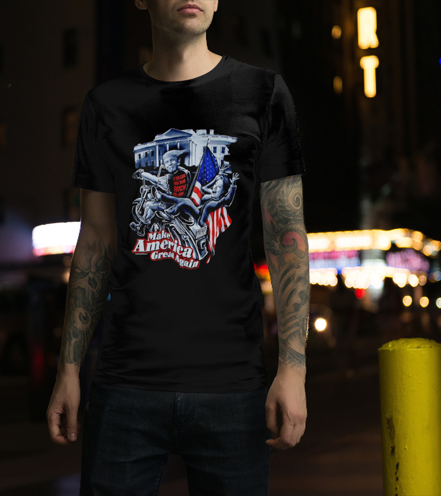 Make America Great Again Trump Motorcycle White House Flag T-Shirt
