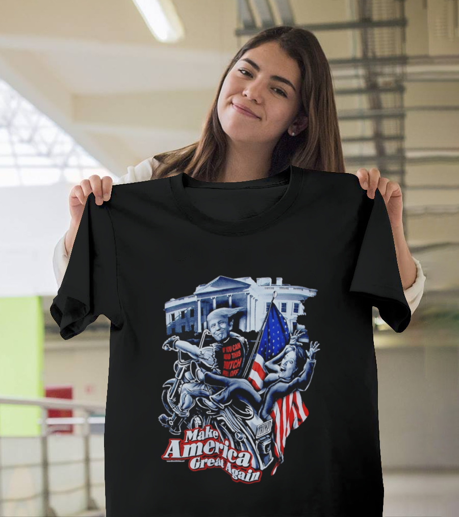 Make America Great Again Trump Motorcycle White House Flag T-Shirt