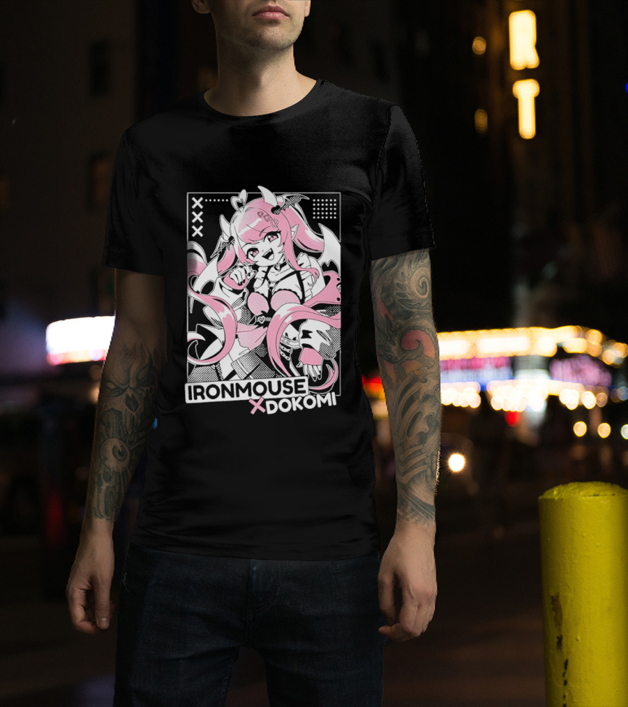 Ironmouse X Dokomi Exclusive Anime Pink Aesthetic T-Shirt
