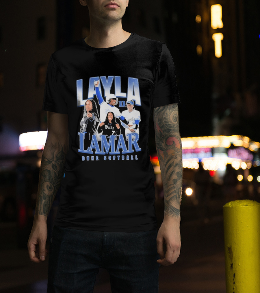 Layla Lamar Duke Blue Devils Softball 90s Baseball Team Celebration T-Shirt