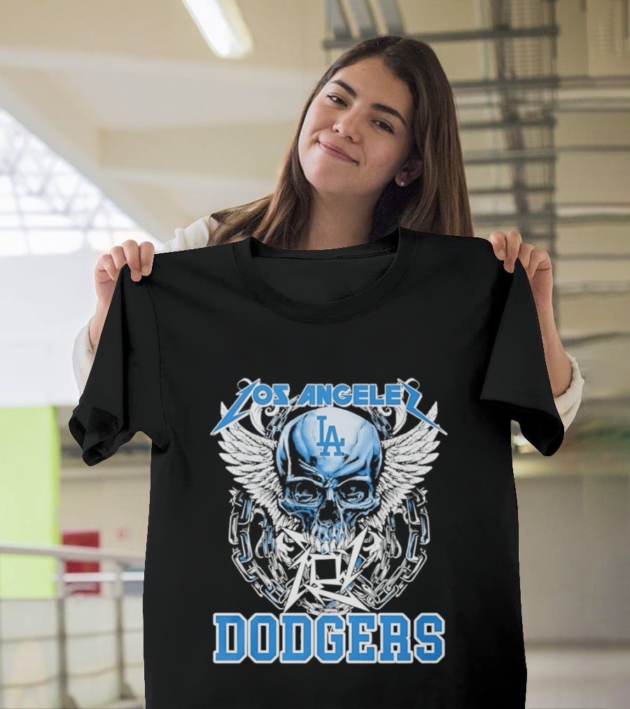 Los Angeles Dodgers Skull Wings And Chains T-Shirt