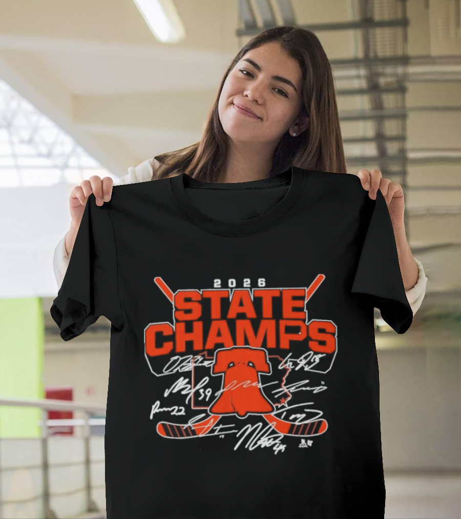 2026 Philadelphia Hockey State Champs Liberty Bell Scored Rink Tribal T-Shirt