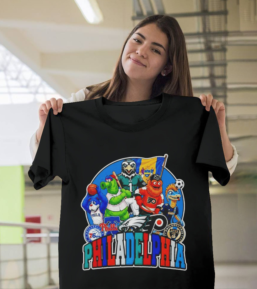 Philadelphia Philly Teams Mascot Eagles Flyers Phillies Sixers Union 76ers T-Shirt